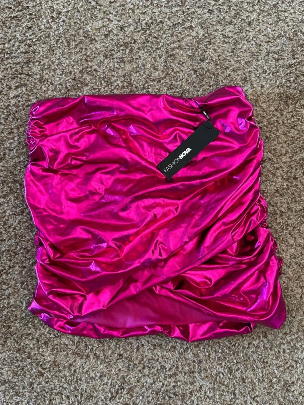Fashion Nova NWT Fuchsia Faux Leather Mini Skirt XL - Picture 6 of 8